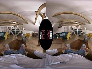 Brunette Gives Handjob and Blowjob on Cock