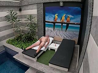 Private room service brings erotic experience with a young woman who gives a blowjob.