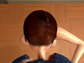 3D animated hentai with step-sister giving blow job in the classroom after school