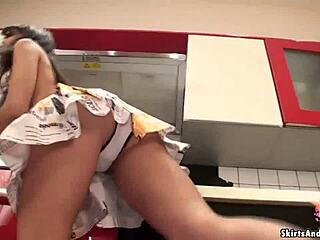 Hiking skirt up to show panties for you