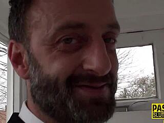 Real busty milf sub sucks cock in submissive maledom fetish scene