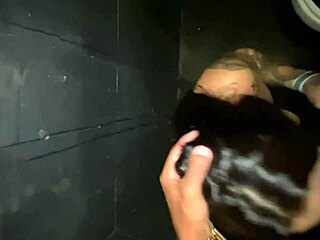 Married woman with tattoos having sex in the ballet toilet