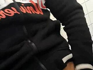 Adrenaline pumping in gym bathroom with these guys in sheer outfits!