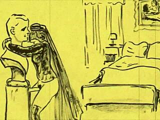 Vintage comic drawings depict erotic anime scenes with hentai elements