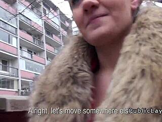 Natural Euro Amateur Sucking Monster Cock and Getting Creampie in Public Pickup