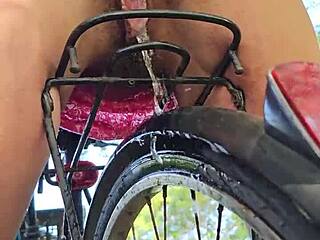 POV CLOSE UP Pee and Masturbation on Bike
