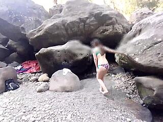 A big dick lover gets her dream come true in the river