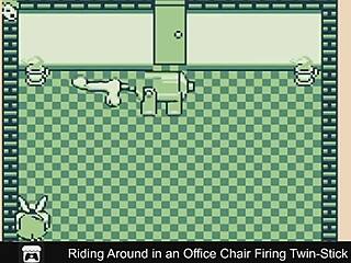 Playing a lewd game with an office chair in a Game Boy Advance game