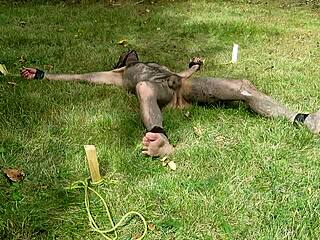 Nuisette007 is tied up and gagged outdoors and exposed