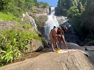 I and friend fucked hot black girl at waterfall