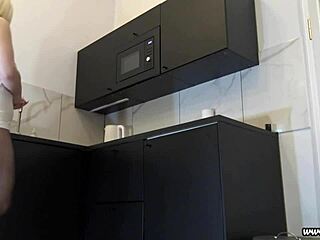 Hot tall blonde amateur wife with big tits and ass auditions in kitchen  