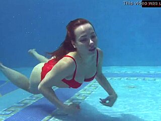 mia ferrari, this super hot teen in red lingerie by the pool drives me wild!