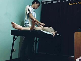 Relaxing massage session turns into blowjob with happy ending for gay amateurs part one and two