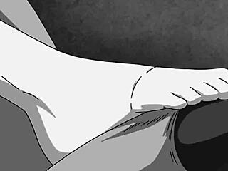 Footjob in anime style