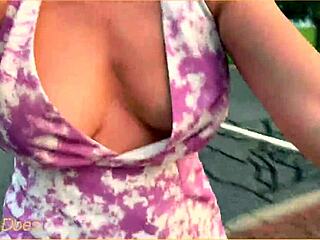 Public showing off by a MILF on a bike