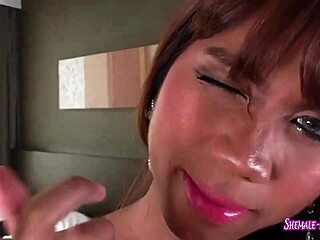 Slutty Shemale Goes Solo with Toy