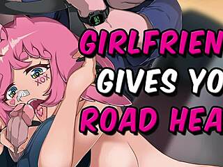 Roleplay of a blowjob with ASMR while driving
