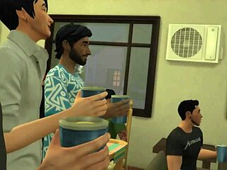 Sims 4 porn video with Wicked Whims mod: Porn stars at college party