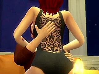 Redhead gets wild with old guy in cuckold licking session