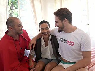 leo felipo is so horny backstage, getting deepthroat and doggystyle in group