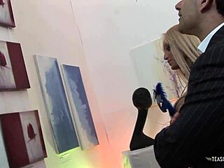 Beautiful woman gives great blow job to a man with an erection