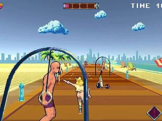 Outdoor BDSM with muscular guys in Roller Babe hentai game