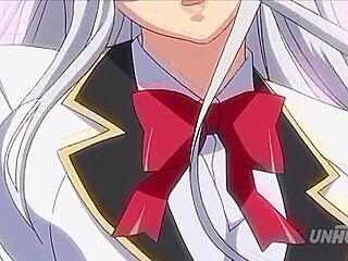 Beautiful young Asian woman has her ass fucked and gets a facial in a public place in this hentai video