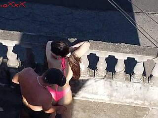Bodybuilder Vagninho And Pretty Pamela Pantera Kiss And Almost Fuck Outdoors, Drone Recorded