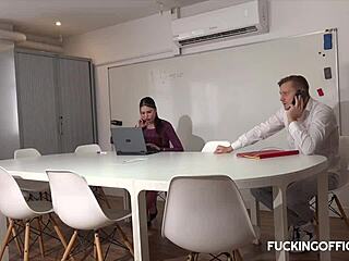The maintenance man seduces the hot secretary