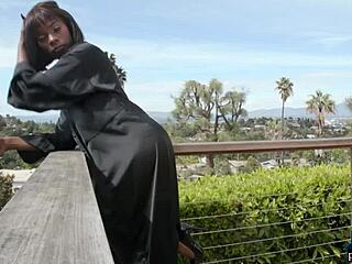 tall black milf ana foxxx strips and takes a hot bath