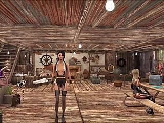 Fallout 4 fashion featuring chyler leigh as top model in anime hentai style.