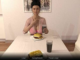 3D animated game with big-boobed MILF and footjob