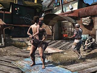 Fallout 4 brunette fucks hard in diamond city public outdoor