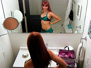 uhh, my redhead wife cheatin with her female boss in hotel lesbian sex!