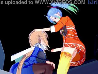 Futanari sex and lesbian play in Super Robot Wars 30