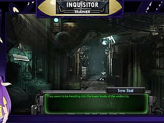Inquisitor trainer in a Warhammer 40k setting with animated characters and hentai-style content
