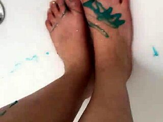 Hungarian Babe Removes Nylon For Footjob In Shower