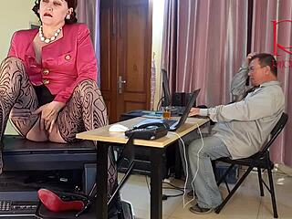 Busty secretary seduces boss and gets fucked on desk