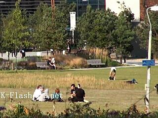 blonde Carly Rae flashing nude in daring public street masturbation outdoors