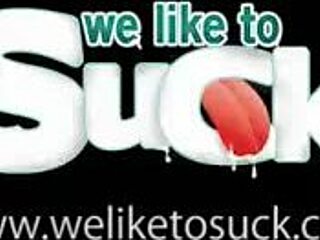 Pretty blonde adult movie star gives great blow job with large breasts