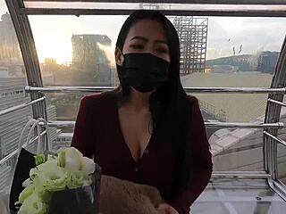 Giving Nina a Valentine's Day surprise with her big natural boobs