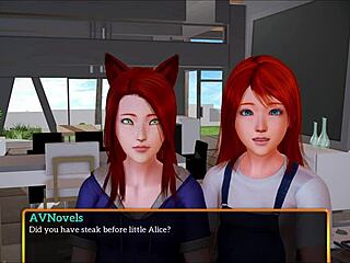 Redhead girl’s first try with a new family in a cartoon style porn video