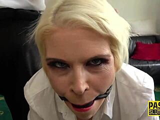 Submissive gets flogged and ejaculates in mouth