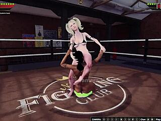 Dela battles Bree in naked 3D wrestling. Their rough catfight ends with face sitting!