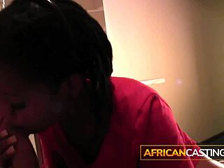 African milf sucks white dick in casting for fake job