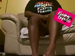 Hot Ebony MILF on Her Knees Licks Raw Honey Off Toes in Kinky BDSM Session