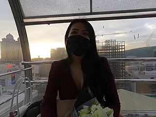 Giving Nina a Valentine's Day surprise with her big natural boobs