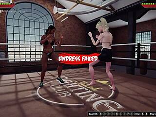 Dela battles Bree in naked 3D wrestling. Their rough catfight ends with face sitting!
