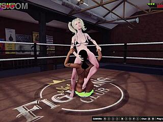 Dela battles Bree in naked 3D wrestling. Their rough catfight ends with face sitting!