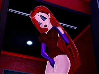 Redhead cartoon fingered to orgasm in hotel room